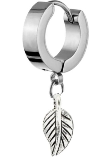 Yaprak Çelik Küpe Delikli Model Erkek Küpe