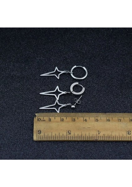 3'lü Set Punk Kuzey Yıldızı Sallantılı Çelik Küpe Seti fiyatları