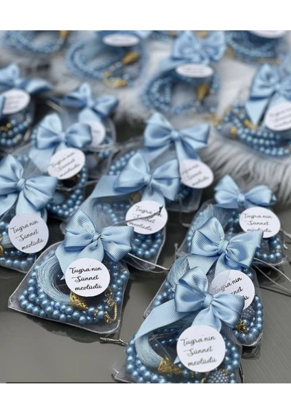 İlya Design Sünnet Mevlüt Bebek Hediyelik Tesbih Tül Kesede 10 adet