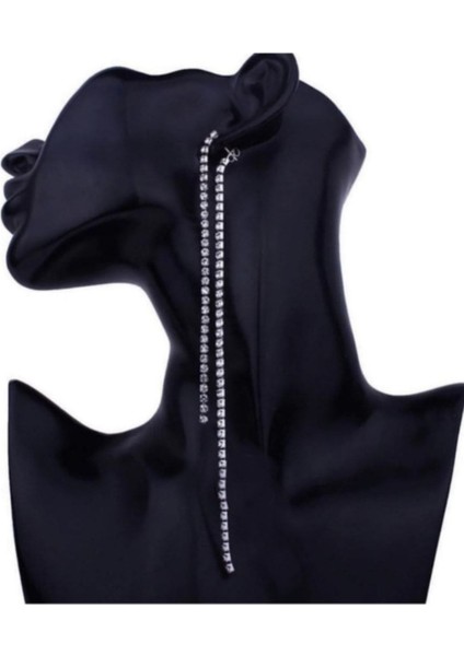 Taşlı 2 Taraflı Uzun Küpe