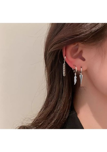 3'lü Kıkırdak Halka Set Küpe