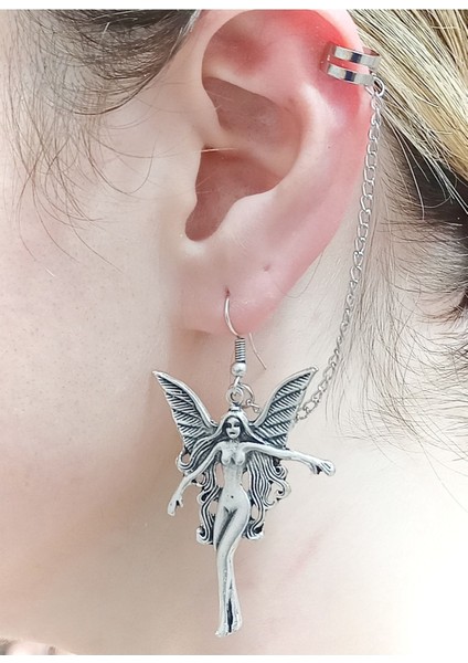 Gothic Punk Üstten Deliksiz Melek Küpe