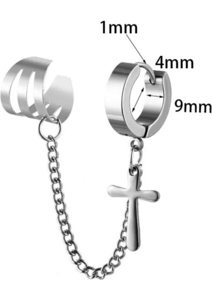 Üst Deliksiz Alt Delikli İkili Haç Çelik Küpe fiyatları