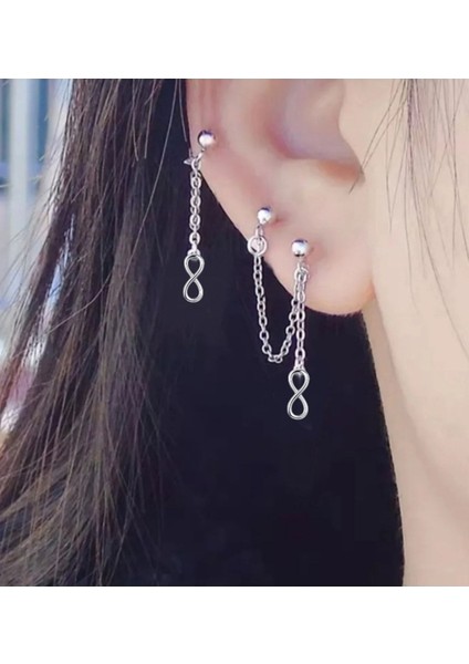 Sonsuzluk 3'lü Halka Kıkırdak Küpe