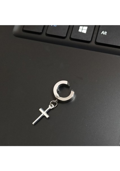 Deliksiz Sıkıştırma Haç Sallantılı Ear Cuff Çelik Küpe fiyatları