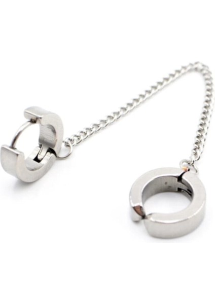 Harajuku Style Punk Zincirli 2'li Cerrahi Çelik Küpe fiyatları