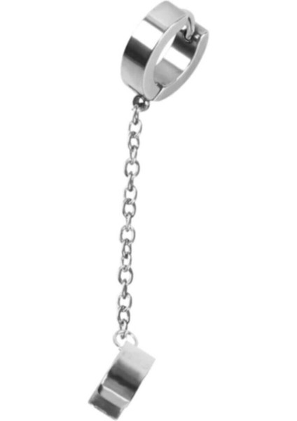 Harajuku Style Punk Zincirli 2'li Cerrahi Çelik Küpe fırsatları