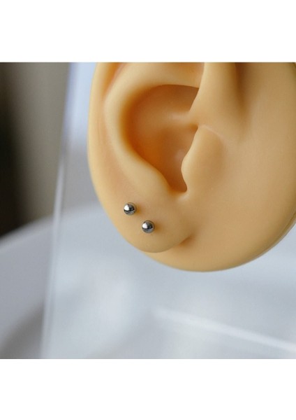 2 Adet Cerrahi Çelik 3 mm Top Küpe Gümüş Renk