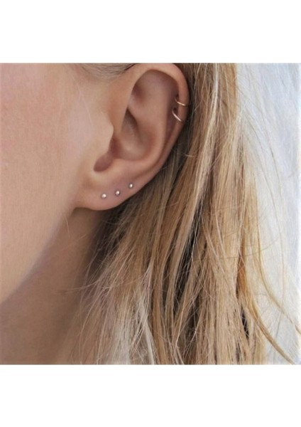 2 Adet Cerrahi Çelik 3 mm Top Küpe Gümüş Renk modelleri