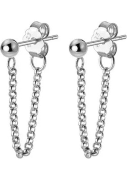 Çift Taraflı Kore Style Zincirli Top Küpe 2 Adet fiyatları