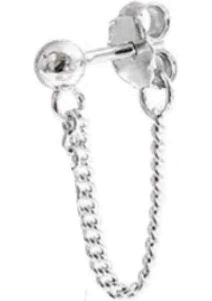 Çift Taraflı Kore Style Zincirli Top Küpe 2 Adet fırsatları