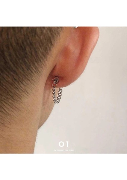 Çift Taraflı Kore Style Zincirli Top Küpe 2 Adet indirimleri