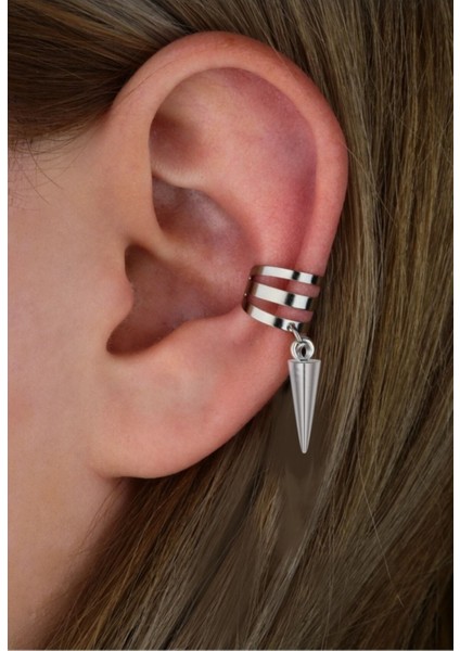 Deliksiz Sıkıştırma Sallantılı Ear Cuff Küpe