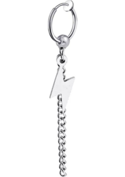 Deliksiz Sıkıştırma Zincirli Şimşek Küpe