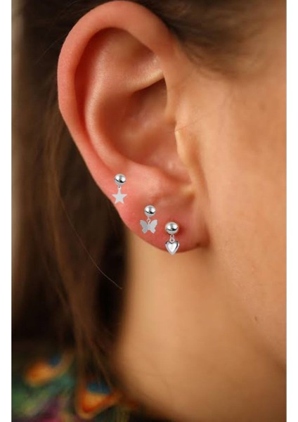 3'lü Set Kıkırdak Helix Küpe