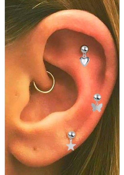 3'lü Set Kıkırdak Helix Küpe fiyatları