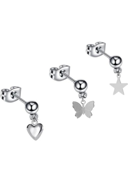 3'lü Set Kıkırdak Helix Küpe modelleri