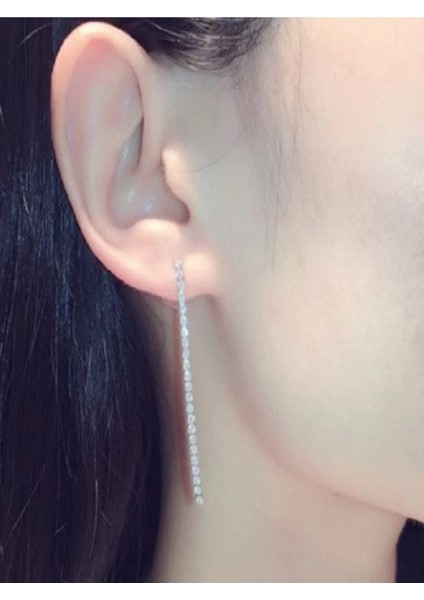 Tek Sıra Kristal Taşlı Sallantı Küpe Dangling Crystal Earrings fiyatları