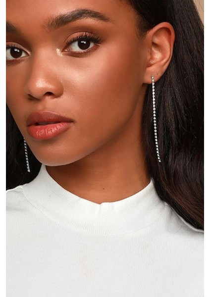 Tek Sıra Kristal Taşlı Sallantı Küpe Dangling Crystal Earrings fırsatları