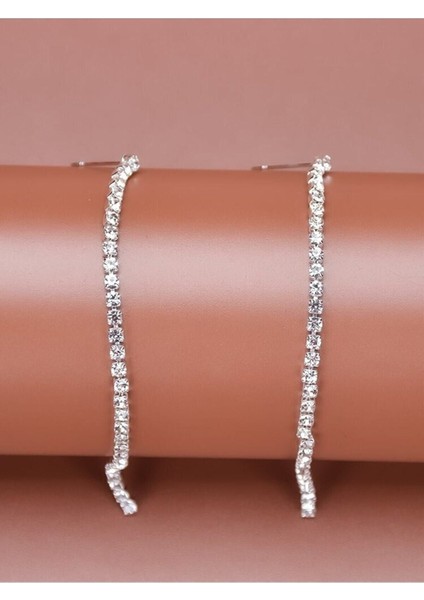 Tek Sıra Kristal Taşlı Sallantı Küpe Dangling Crystal Earrings indirimleri