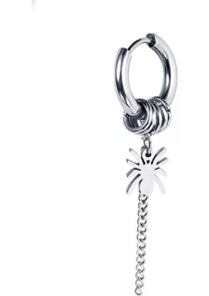 Örümcek Sallantılı Çelik Halka Küpe