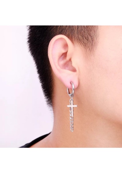 Çelik Haç Sallantılı Küpe