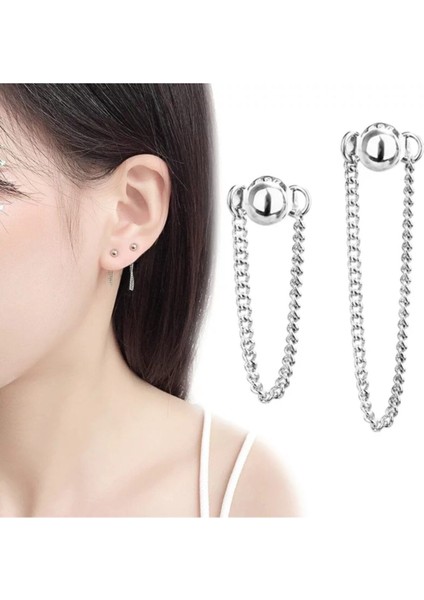 2'li Zincirli Top Küpe