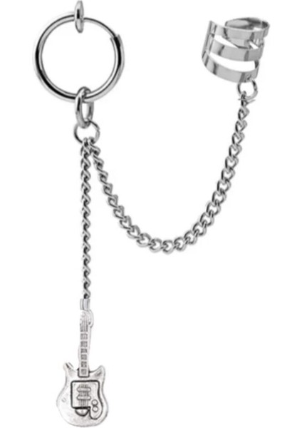 Deliksiz Sıkıştırmalı Zincirli Küpe