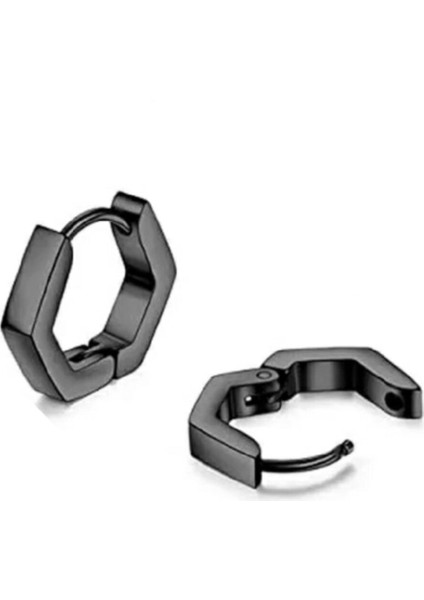 316L Paslanmaz Çelik Tekli Beşgen Küpe