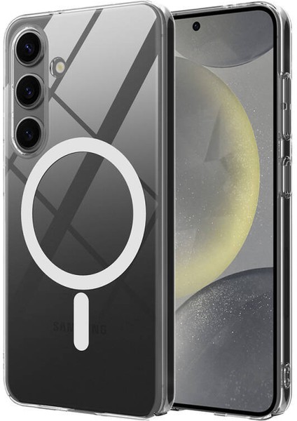 Galaxy S25 Plus Kılıf Kamera Korumalı Magsafe Sert Mika Pc Porto Kapak-Şeffaf + Cam Ekran Koruyucu