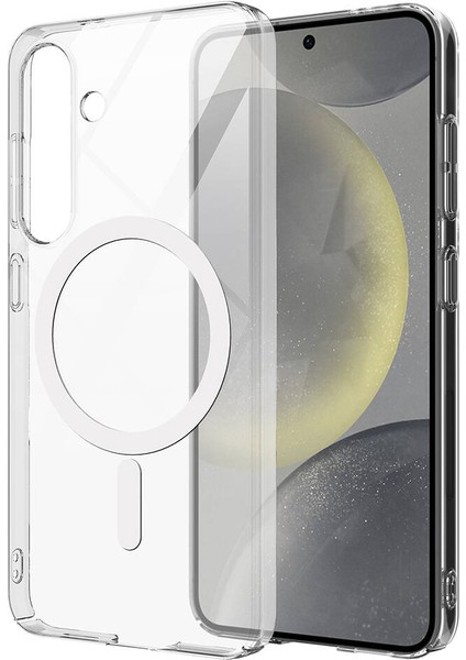 Galaxy S25 Plus Kılıf Kamera Korumalı Magsafe Sert Mika Pc Porto Kapak-Şeffaf + Cam Ekran Koruyucu