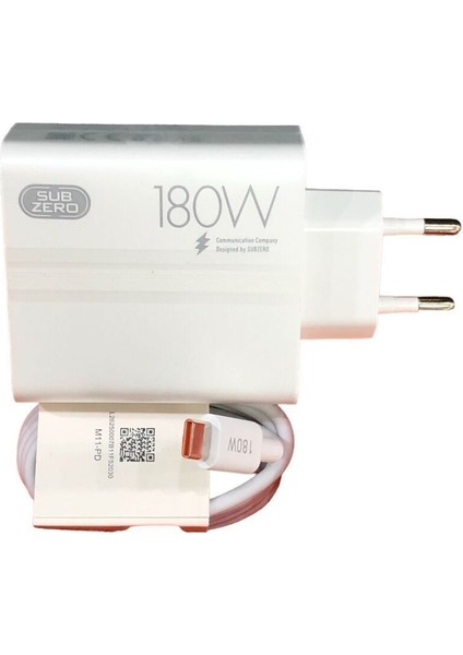 Huawei NOVAY61 Uyumlu 180W Gan Type-C Kablolu Turbo Ev Tipi Şarj Aleti Salise Gösterir (Orginal Subzero)