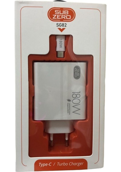 Huawei NOVAY61 Uyumlu 180W Gan Type-C Kablolu Turbo Ev Tipi Şarj Aleti Salise Gösterir (Orginal Subzero)