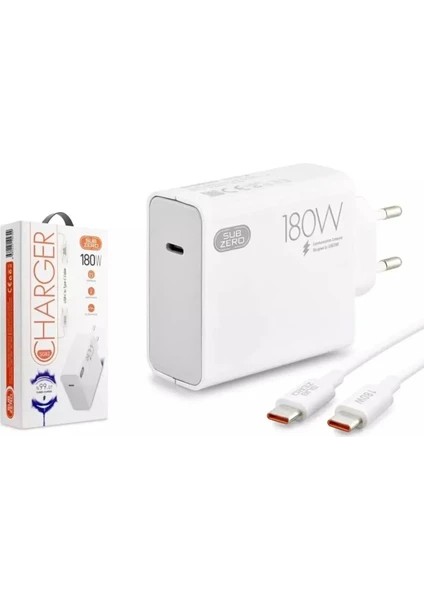 Galaxy A02S6B Uyumlu 180W Gan Type-C Kablolu Turbo Ev Tipi Şarj Aleti Salise Gösterir (Orginal Subzero)