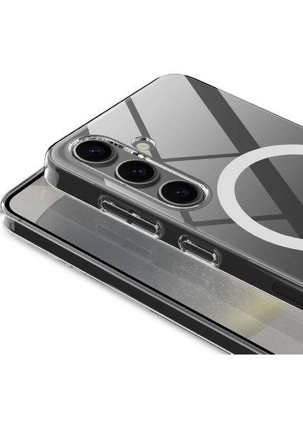 Galaxy S25 Plus Kılıf Kamera Korumalı Magsafe Sert Mika Pc Porto Kapak-Şeffaf + Nano Ekran Koruyucu