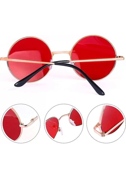 Yuvarlak Cam John Lennon Tarzı Gold Çerçeveli Kırmızı Gözlük fiyatları