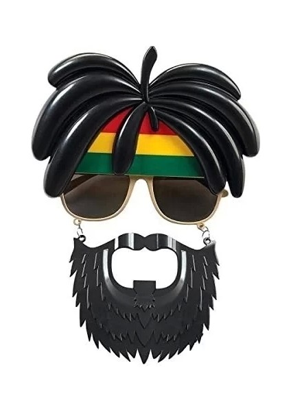 Rasta Peruklu Rasta Sakallı Bob Marley Bıyıklı Parti Gözlüğü 27 x 18 cm modelleri