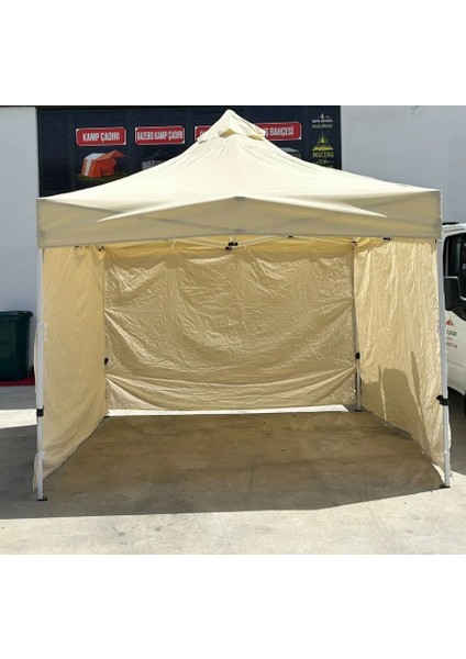 3x3 Gazebo Çardak 3 Taraf Ince Bezli Kapalı