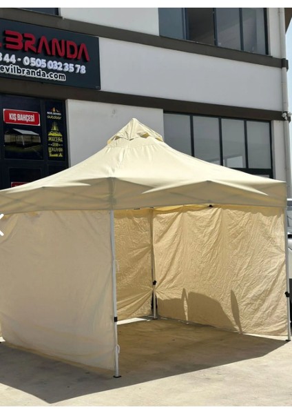 3x3 Gazebo Çardak 3 Taraf Ince Bezli Kapalı