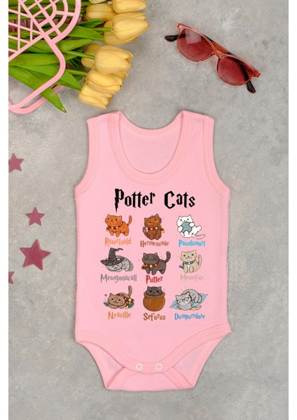 %100 Pamuklu Potter Cats Baskılı Yumuşak Doku Baskılı Zıbın & Body