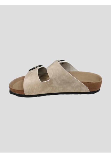 PC-7551 Kadın Çift Toka Terlik Bej fiyatları