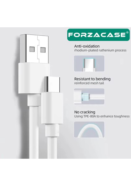 3A Type-C USB Şarj ve Data Kablosu 3 Metre Beyaz - FC971