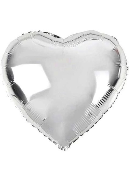 Kalp Şekilli Gümüş Renk Folyo Balon 45 cm 10 Adet fiyatları