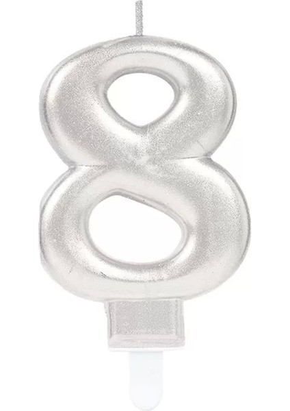 8 Rakam Mum Gümüş Renk