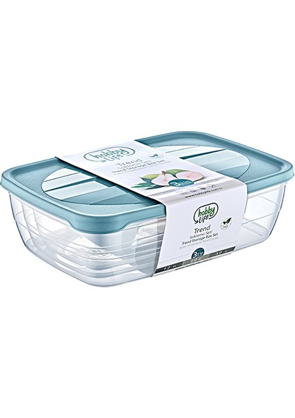 3'lü Dikdörtgen Trend Saklama Seti ( 1,2+2+3 L )