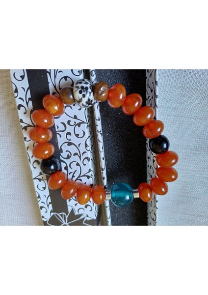 Büyük Kehribar Boncuklu Erkek Bileklik Farklı Tasarım.