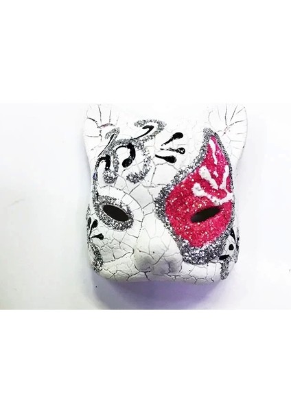 Pembe Renk Işlemeli Seramik Malzemeden Imal Venedik Kedi Model Magnet