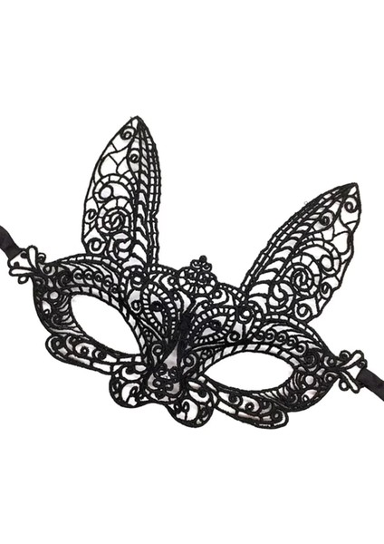 Siyah Renk Dantel Kesim Dantel Işlemeli Balo Parti Maskesi 7 No modelleri