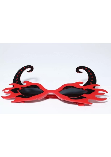 Siyah Boynuzlu Kırmızı Renk Alevli Parti Gözlüğü 21 x 10 cm indirimleri