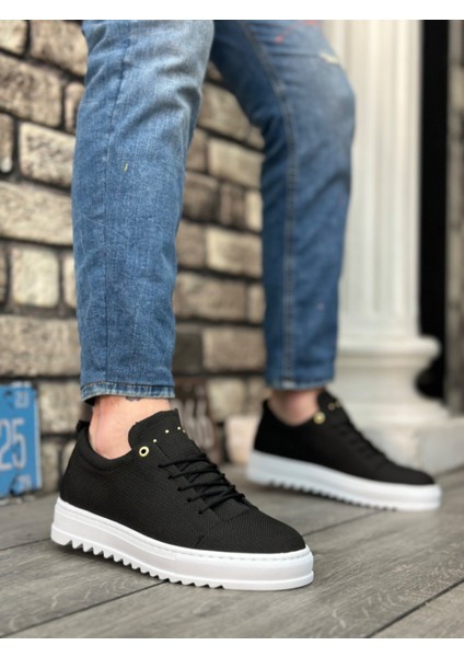 Bağcıklı Erkek Ayakkabı Siyah (Beyaz Taban) fırsatları